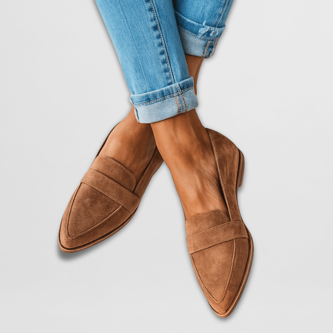 Velour Orthopedic Suede Loafers - Khaki
