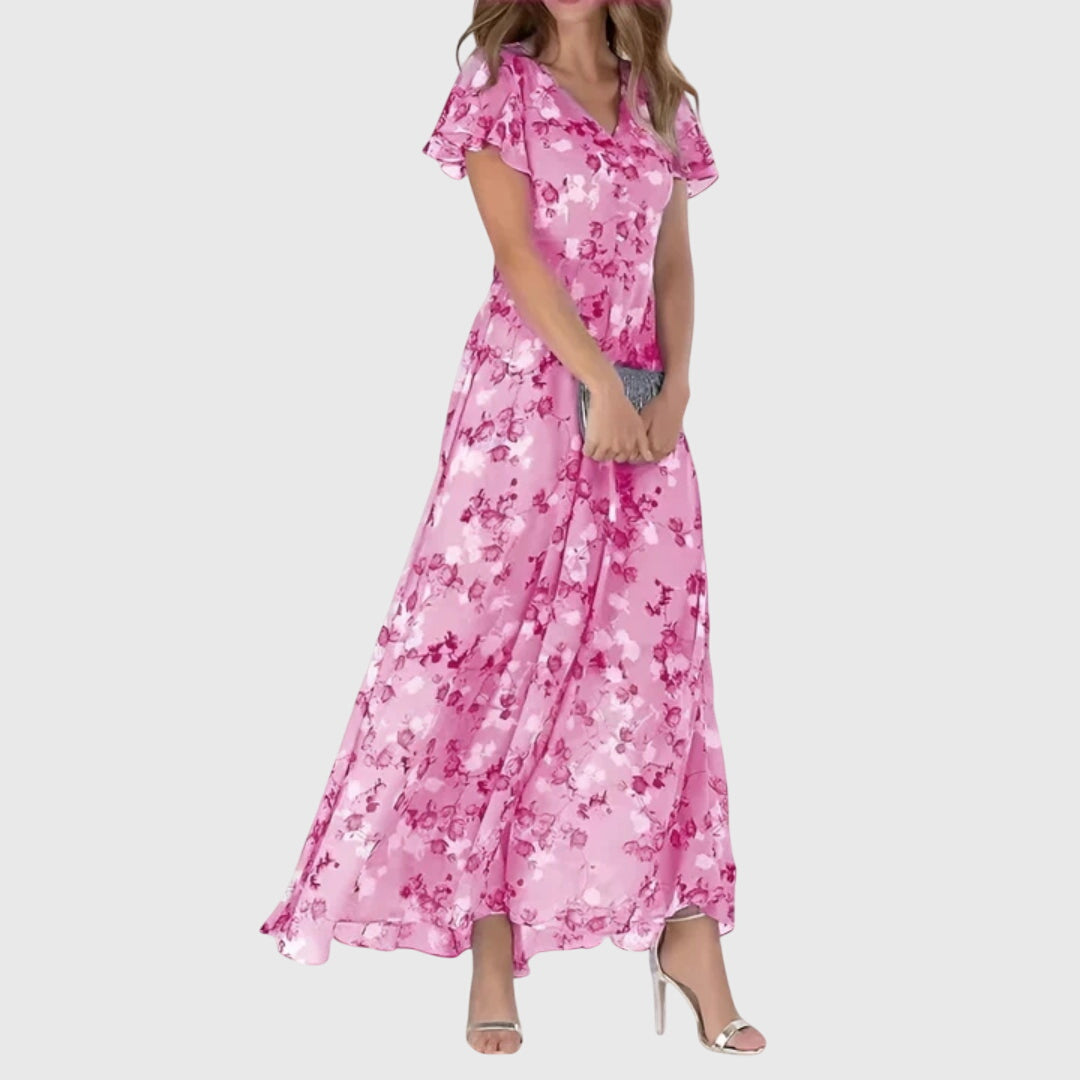 Celeste Figure Flattering Dress - Light Pink
