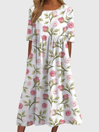 Celeste Flattering Dress White Pink