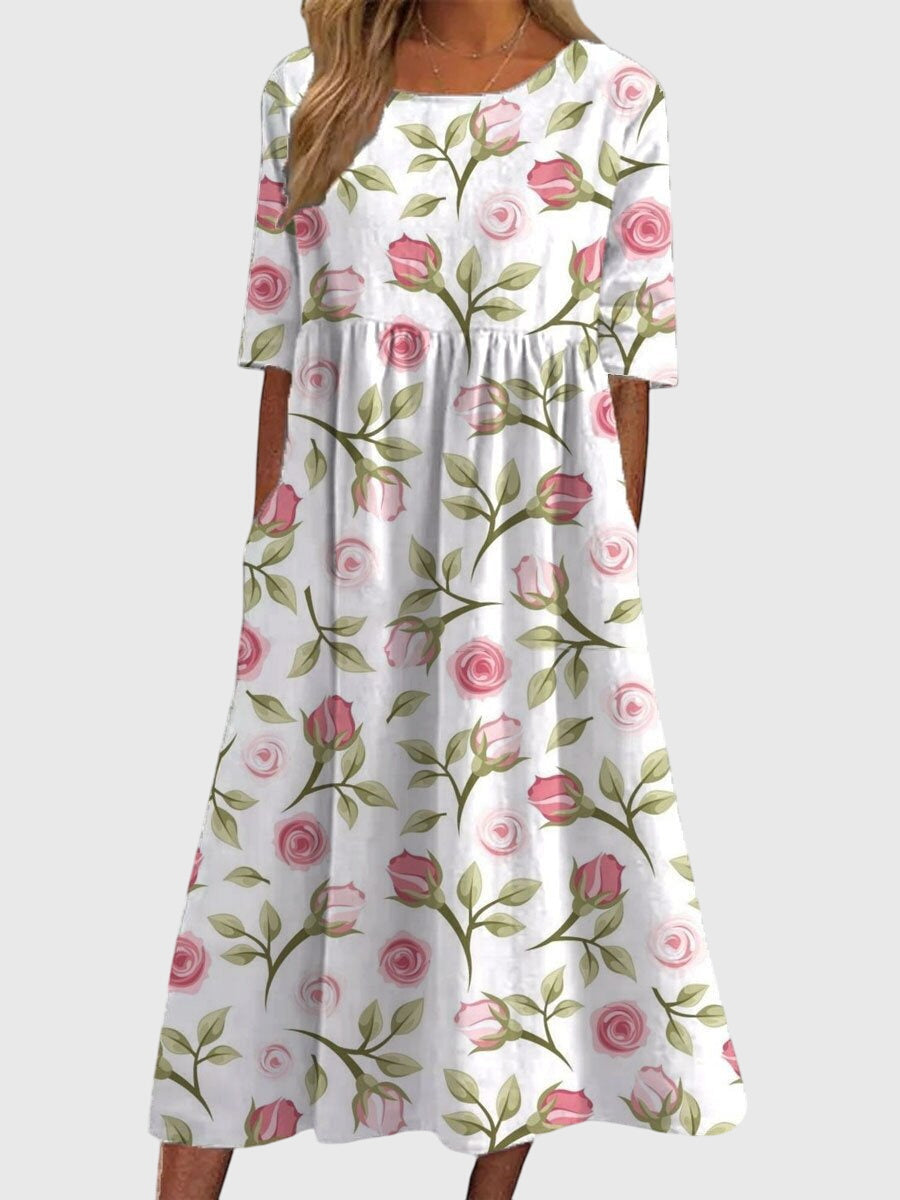Celeste Flattering Dress White Pink