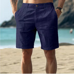 Men's Relaxed Linen Summer Shorts - Dark Blue
