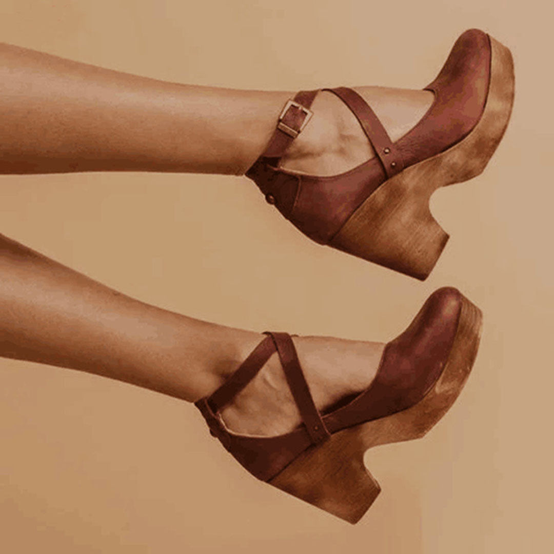 Camille | Wedge Heel Sandals with Closed Toe & Ankle Strap