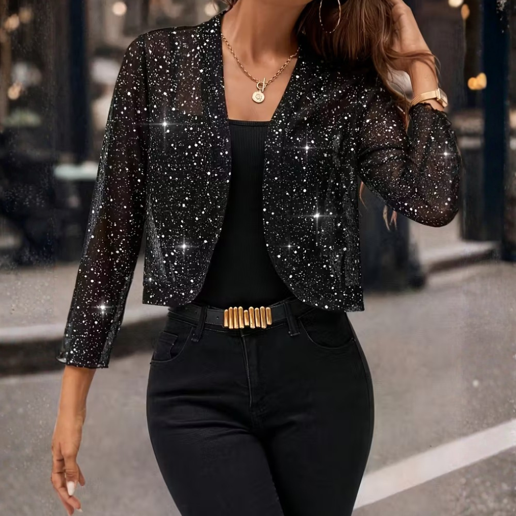 Women's Glitter Sequin Cardigan Jacket – Sparkling, Cozy Glam for Any Occasion