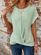 Marlowe Waffle Knit Casual Tee - Light Green
