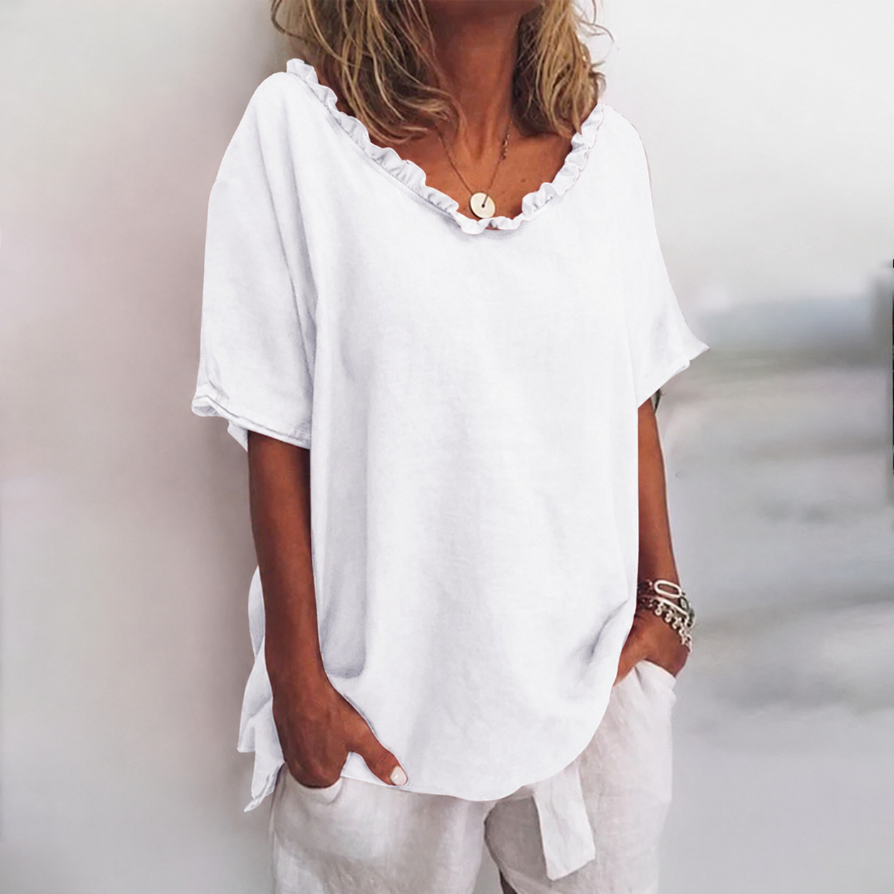 Solene Loose Blouse White