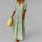 Women's Vintage Print Cotton Maxi Dress - Lightweight & Breezy