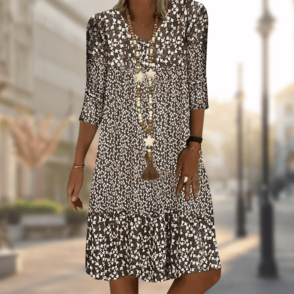 Camille Modern Comfortable Dress in Brown