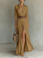 Collared dress in brown