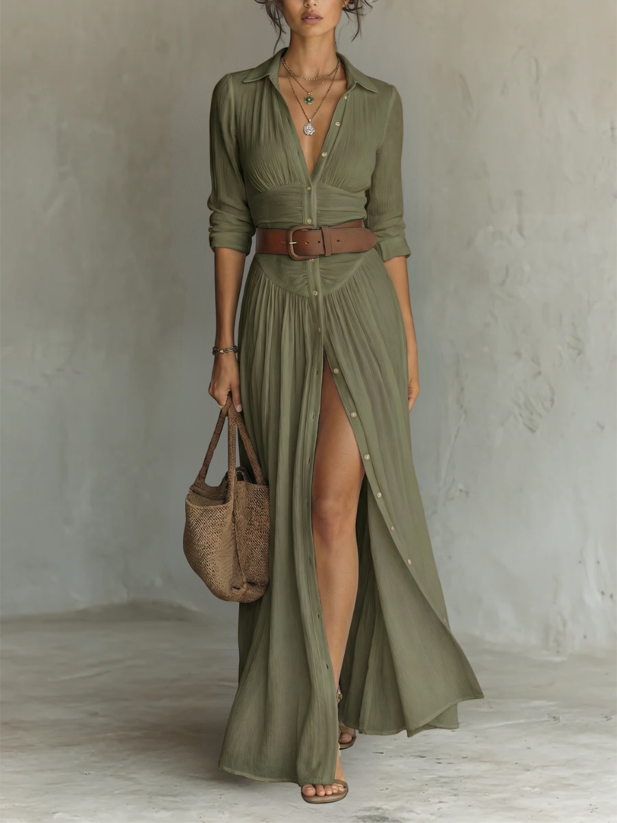Collared dress in green
