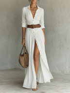 Collared dress in white