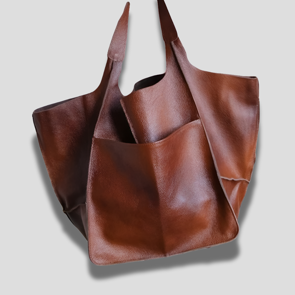 Oversized Vintage Leather Shoulder Bag for Women