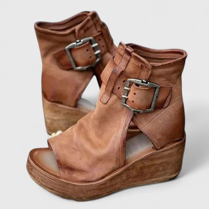 Marlowe Buckled Ankle Boots in brown