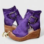 Marlowe Buckled Ankle Boots in purple