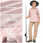 Women's Long Sleeve Sun Protection Shirts Safari Fishing Hiking