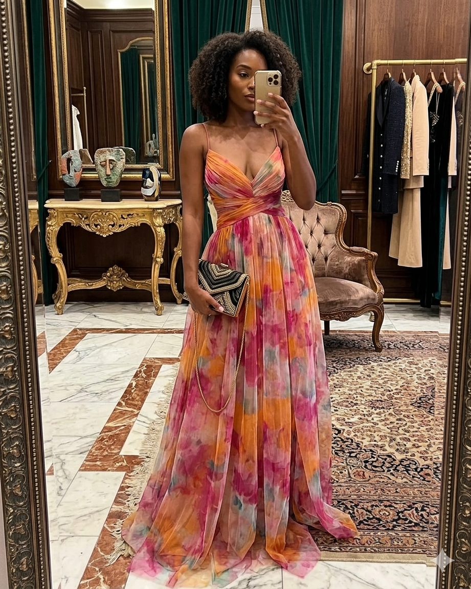 Summer Maxi Wedding Guest Dress, Orange / S