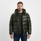 Army green glossy puffer jacket