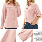 Women's Long Sleeve Sun Protection Shirts Safari Fishing Hiking