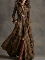 Shirt dress in brown
