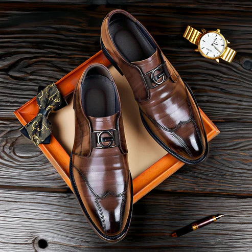 Giovanni men's handmade leather shoes detail