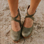 Camille | Wedge Heel Sandals with Closed Toe & Ankle Strap
