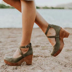 Camille | Wedge Heel Sandals with Closed Toe & Ankle Strap