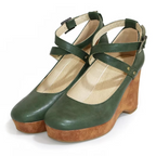 Chunky Platform Mary Jane Heels with Buckle Strap