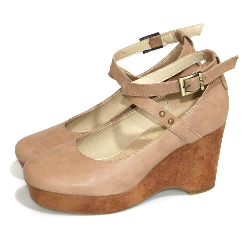 Chunky Platform Mary Jane Heels with Buckle Strap