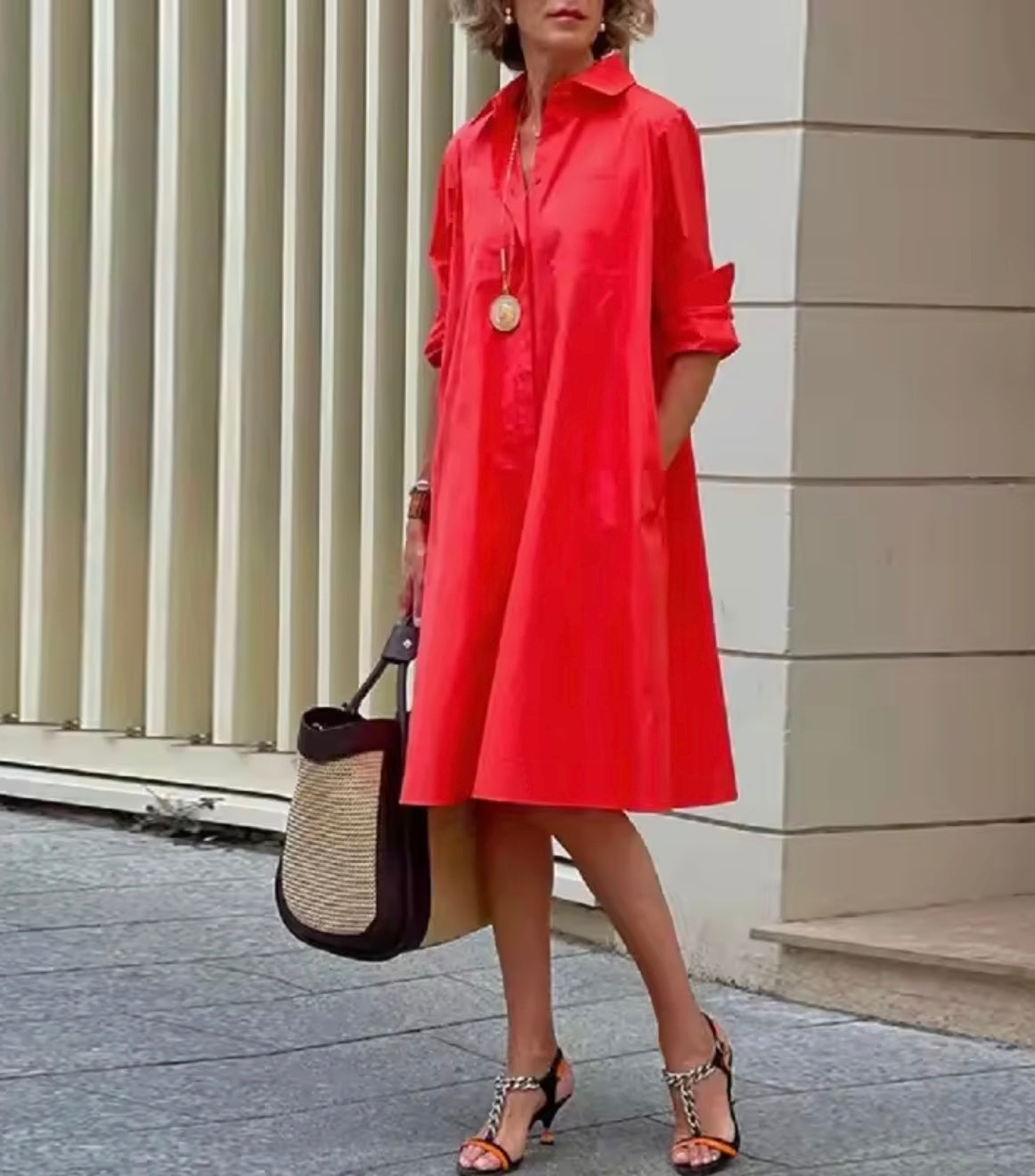 Bellamy Timeless Shirt Dress in red