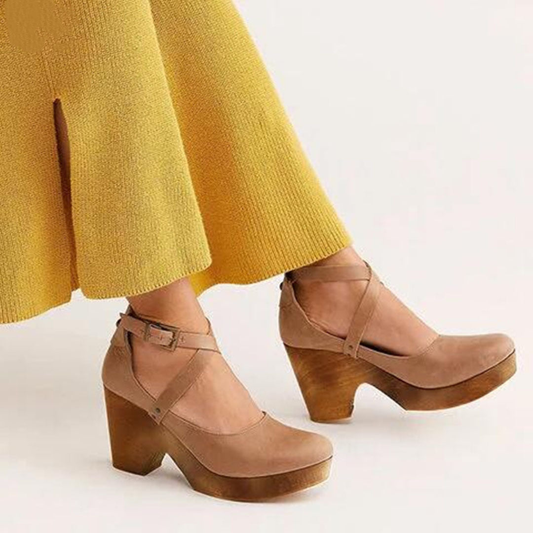 Camille | Wedge Heel Sandals with Closed Toe & Ankle Strap