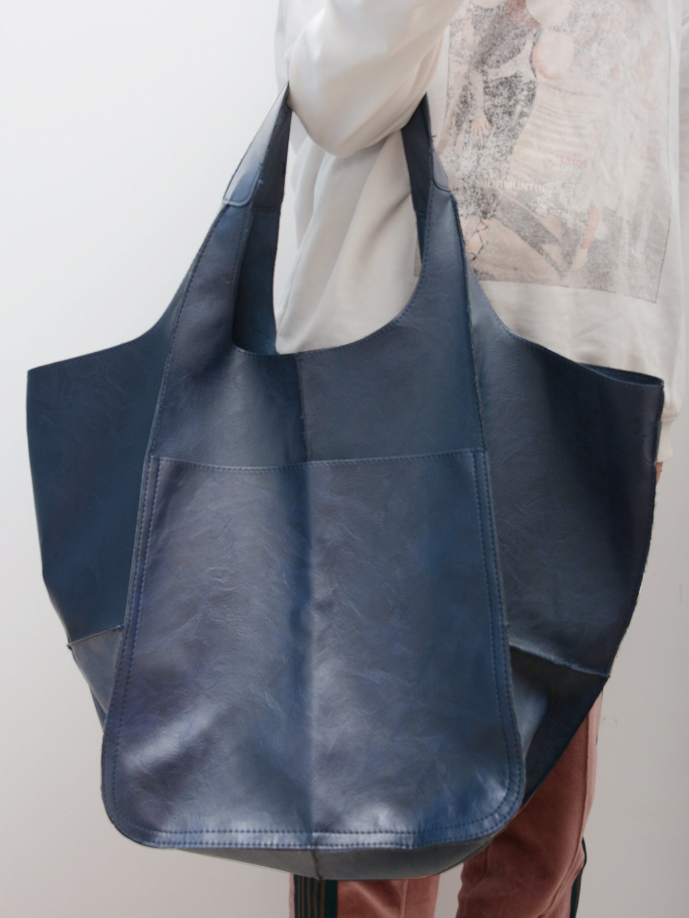 Oversized Vintage Leather Shoulder Bag for Women