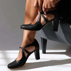 Elegant Comfort Strap Heels in black