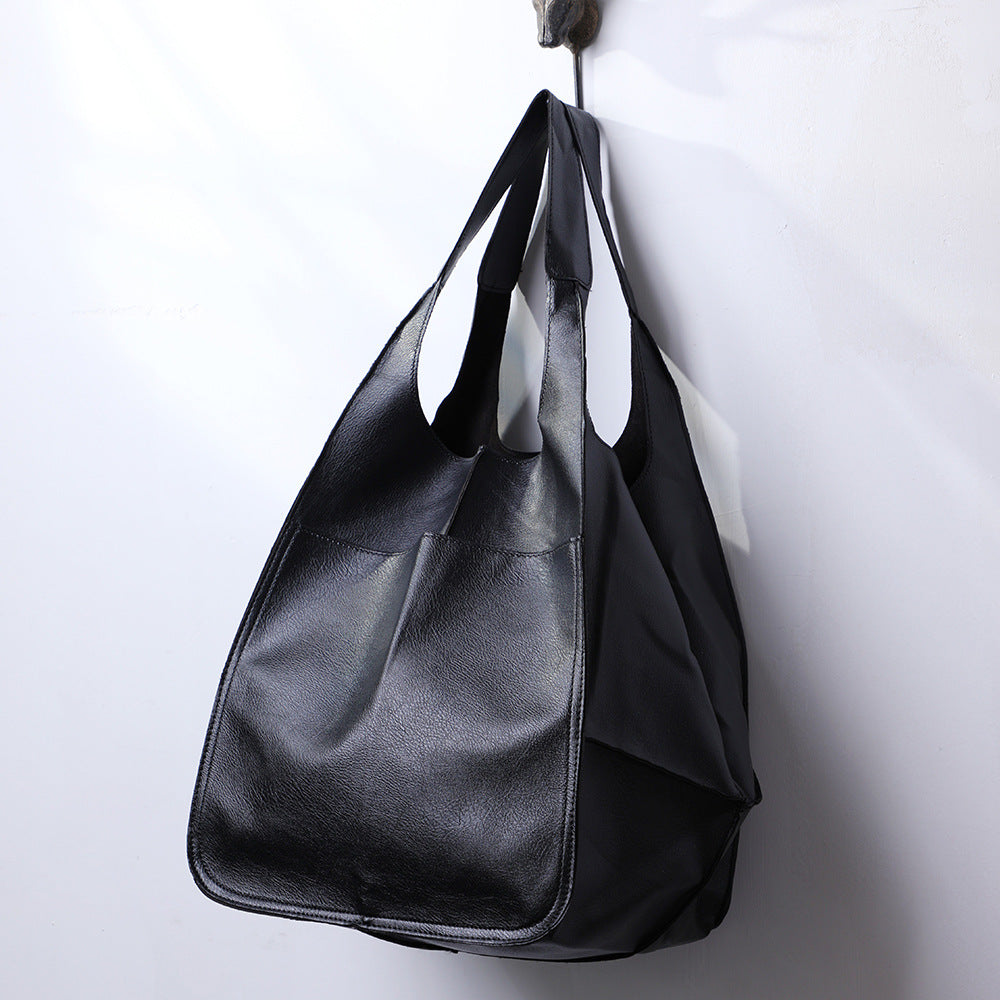 Oversized Vintage Leather Shoulder Bag for Women