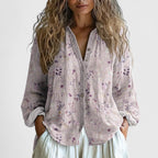 Liora Leaf-Print Blouse Pink