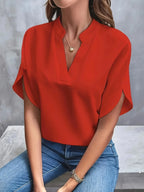 Élodie| V-Neck Cap Sleeve Blouse