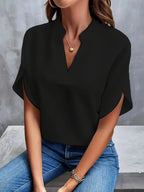 Élodie| V-Neck Cap Sleeve Blouse