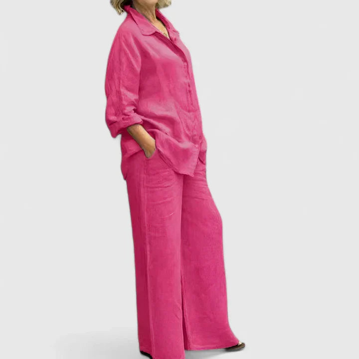Marisol Relaxed Two-Piece Set Rose Red