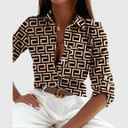Aurelie Elegant Long Sleeve Blouse Khaki