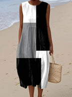 Marisol Art Midi Dress in Black