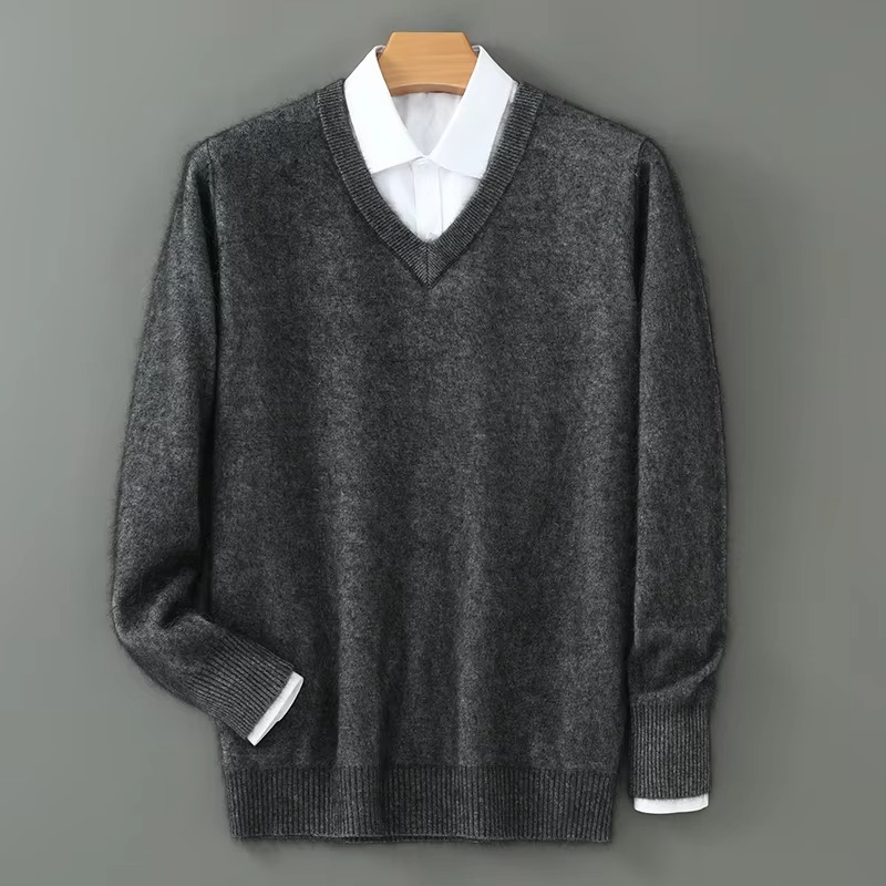 V Neck Sweater dark gray