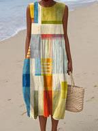 Marisol Art Midi Dress in Yellow