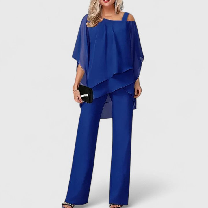 Aurelia Two-Piece Pant Set in Sapphire Blue