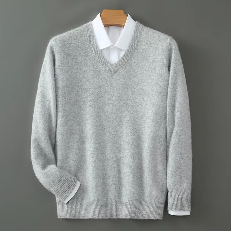 V Neck Sweater light gray