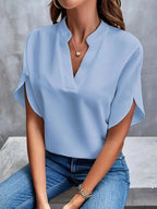 Élodie| V-Neck Cap Sleeve Blouse