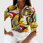 Aurelie Elegant Long Sleeve Blouse Multi
