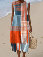 Marisol Art Midi Dress in Orange