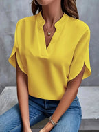 Élodie| V-Neck Cap Sleeve Blouse