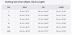Pleated Shorts size chart