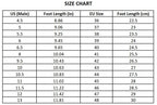 Men's Cycling Shoe size chart