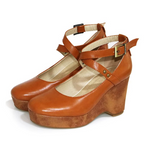 Chunky Platform Mary Jane Heels with Buckle Strap