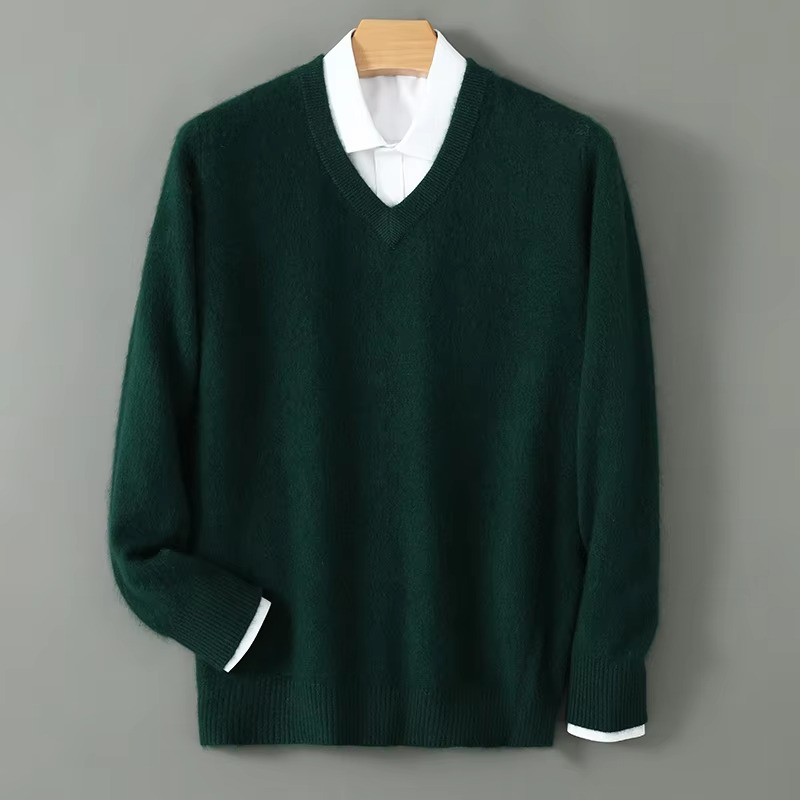 V Neck Sweater dark green